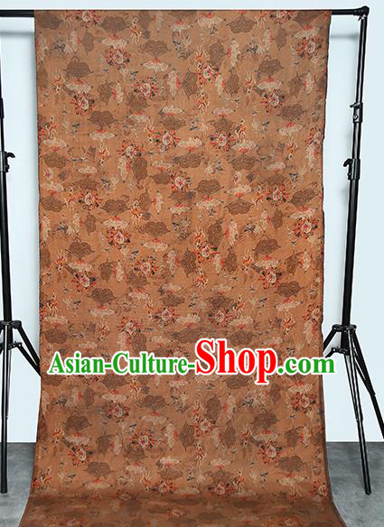 Chinese Classical Orange Gambiered Guangdong Gauze Traditional Qipao Dress Printing Silk Fabric