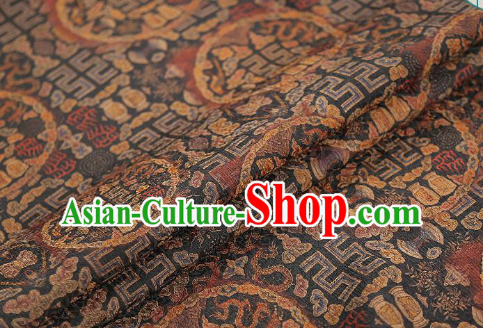 Chinese Traditional Qipao Dress Silk Fabric Classical Deep Grey Gambiered Guangdong Gauze