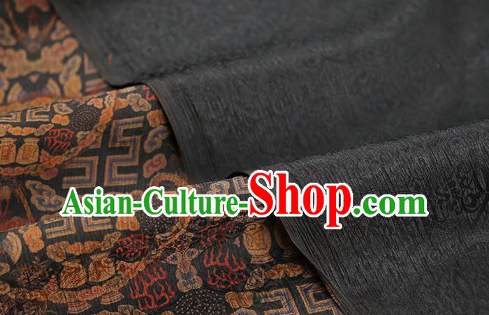 Chinese Traditional Qipao Dress Silk Fabric Classical Deep Grey Gambiered Guangdong Gauze