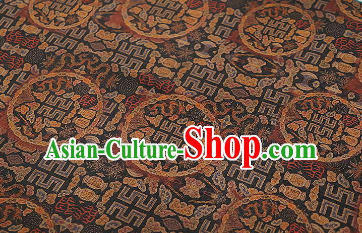 Chinese Traditional Qipao Dress Silk Fabric Classical Deep Grey Gambiered Guangdong Gauze