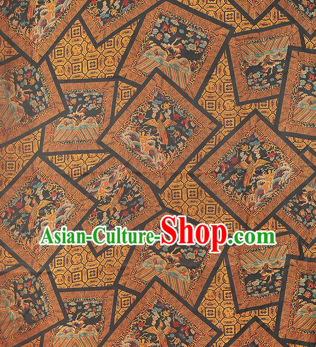 Chinese Traditional Qipao Dress Phoenix Pattern Gambiered Guangdong Gauze Classical Ginger Silk Fabric