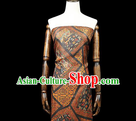 Chinese Traditional Qipao Dress Phoenix Pattern Gambiered Guangdong Gauze Classical Ginger Silk Fabric