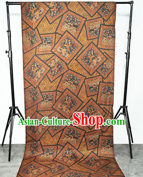 Chinese Traditional Qipao Dress Phoenix Pattern Gambiered Guangdong Gauze Classical Ginger Silk Fabric
