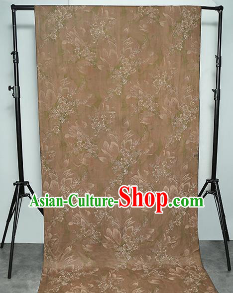 Chinese Traditional Qipao Dress Material Gambiered Guangdong Gauze Classical Cheongsam Khaki Silk Fabric
