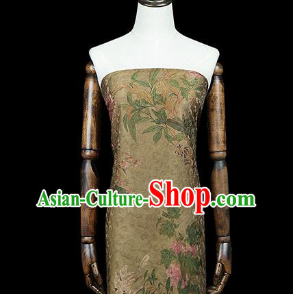 Chinese Classical Light Green Brocade Tapestry Gambiered Guangdong Gauze Traditional Qipao Dress Silk Fabric