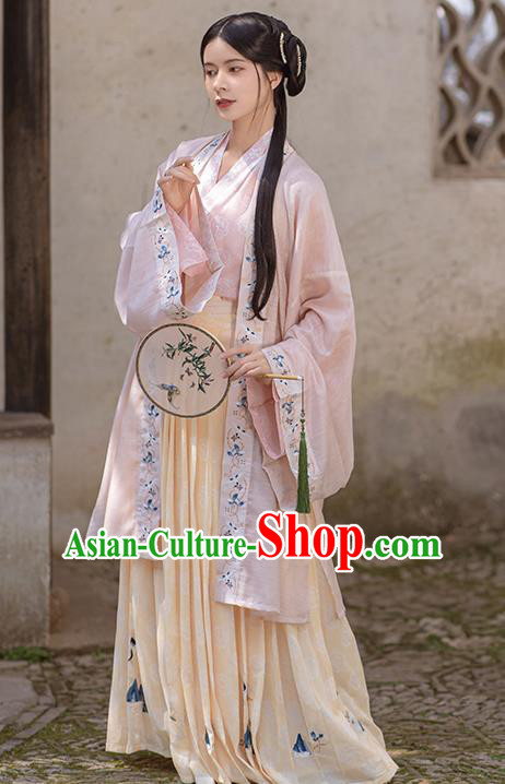 Traditional China Song Dynasty Historical Clothing Ancient Young Beauty Embroidered Hanfu Dress