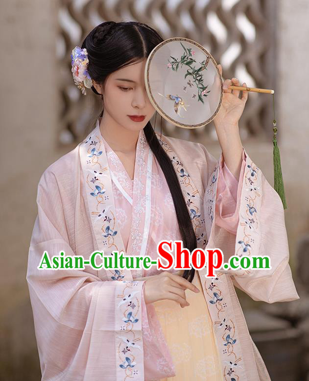 Traditional China Song Dynasty Historical Clothing Ancient Young Beauty Embroidered Hanfu Dress