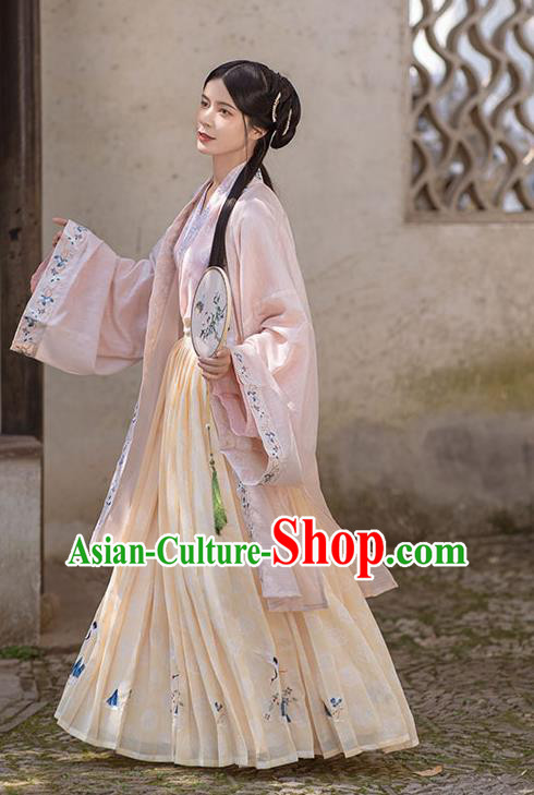 Traditional China Song Dynasty Historical Clothing Ancient Young Beauty Embroidered Hanfu Dress
