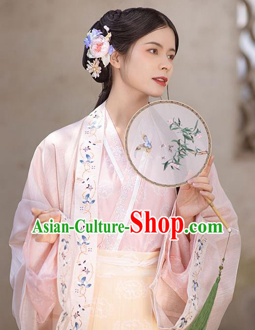 Traditional China Song Dynasty Historical Clothing Ancient Young Beauty Embroidered Hanfu Dress