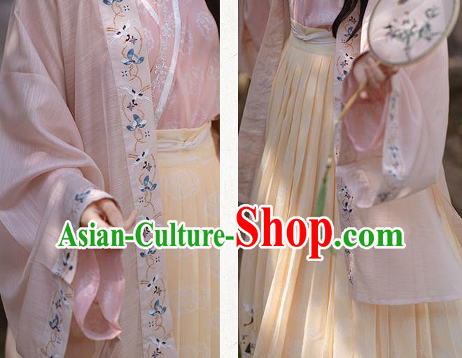Traditional China Song Dynasty Historical Clothing Ancient Young Beauty Embroidered Hanfu Dress