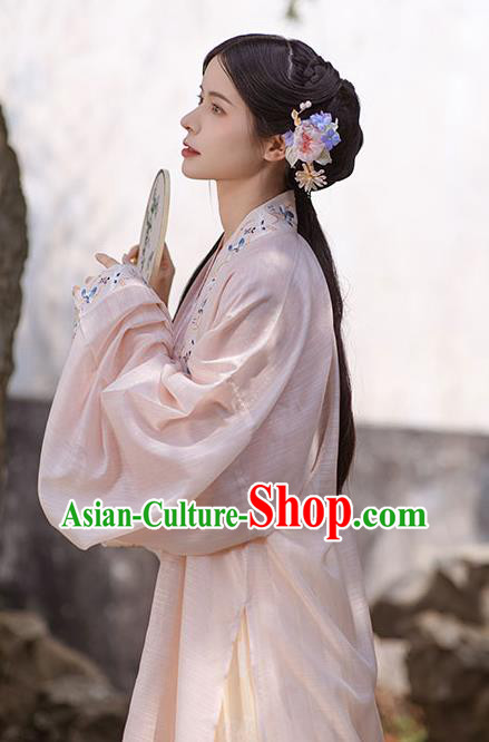 Traditional China Song Dynasty Historical Clothing Ancient Young Beauty Embroidered Hanfu Dress