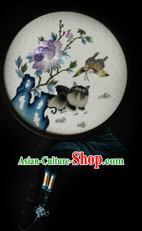 China Traditional Hanfu Palace Fan Ancient Princess Silk Circular Fan Handmade Embroidered Fans