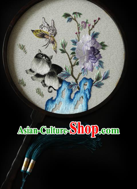 China Traditional Hanfu Palace Fan Ancient Princess Silk Circular Fan Handmade Embroidered Fans