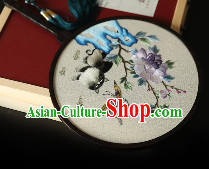 China Traditional Hanfu Palace Fan Ancient Princess Silk Circular Fan Handmade Embroidered Fans