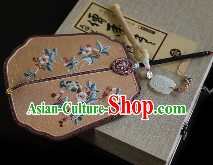 China Traditional Wedding Embroidered Palace Fan Handmade Fans Hanfu Silk Fan