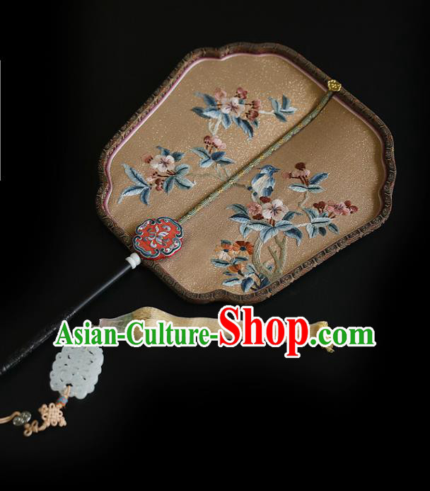 China Traditional Wedding Embroidered Palace Fan Handmade Fans Hanfu Silk Fan