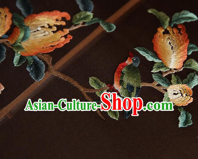 China Handmade Embroidered Chrysanthemum Palace Fan Traditional Court Hanfu Fan Wedding Black Silk Fan