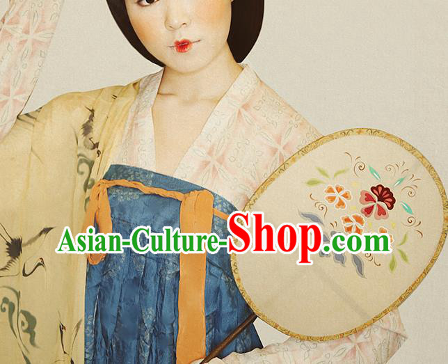 China Tang Dynasty Wedding Silk Fan Handmade Palace Fan Traditional Court Hanfu Fan