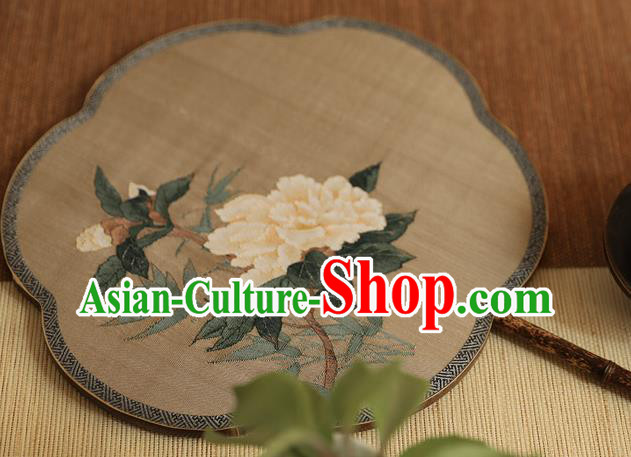 China Ancient Princess Palace Fan Traditional Hanfu Silk Fans Handmade Painting Peony Silk Fan