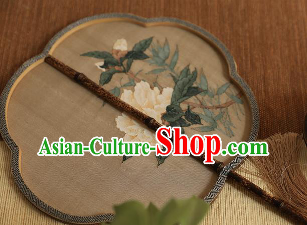 China Ancient Princess Palace Fan Traditional Hanfu Silk Fans Handmade Painting Peony Silk Fan