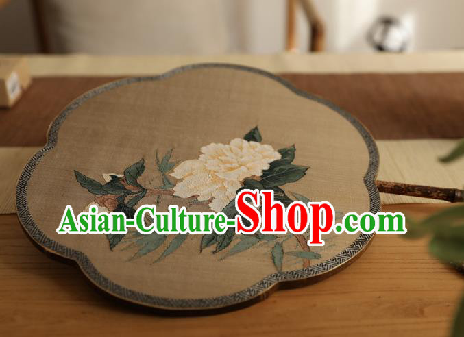 China Ancient Princess Palace Fan Traditional Hanfu Silk Fans Handmade Painting Peony Silk Fan