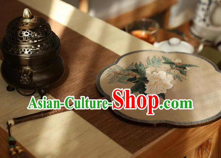 China Ancient Princess Palace Fan Traditional Hanfu Silk Fans Handmade Painting Peony Silk Fan