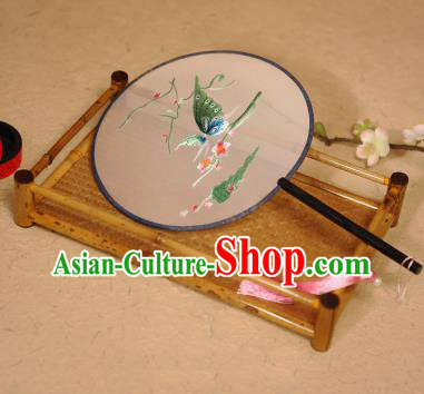 China Traditional Silk Fans Embroidered Butterfly Circular Fan Ancient Hanfu Palace Fan
