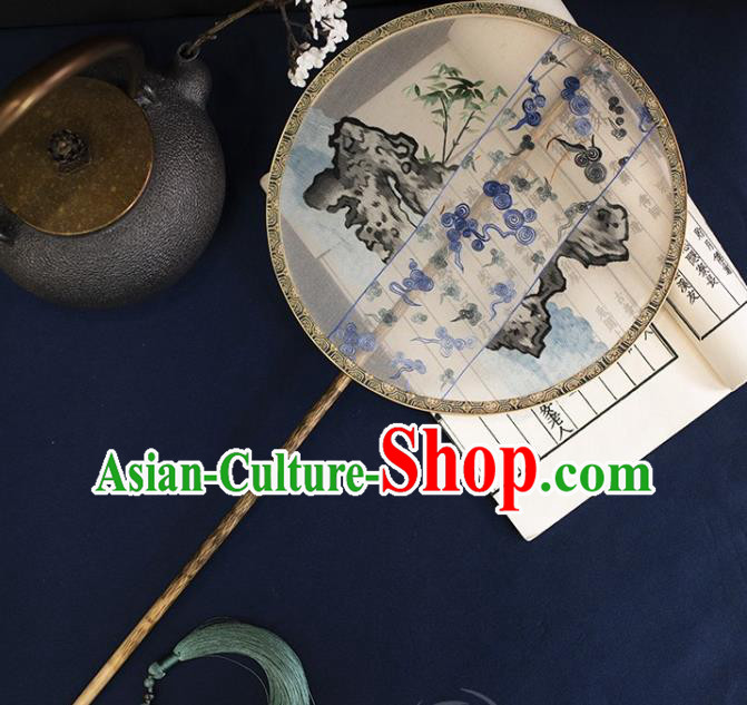 China Handmade Suzhou Embroidered Circular Fan Ancient Princess Palace Fan Traditional Hanfu Silk Fans