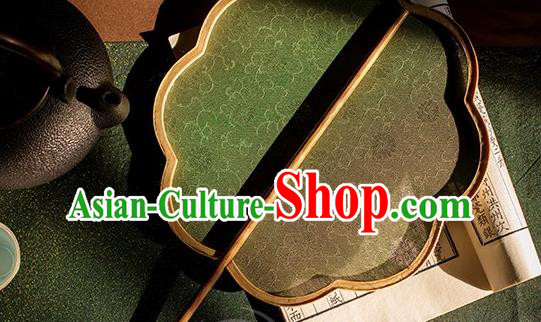 China Handmade Song Dynasty Court Fan Traditional Green Silk Palace Fan Hanfu Bamboo Fan