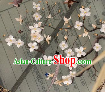 China Classical Hanfu Mottled Bamboo Fan Handmade Embroidered Palace Fan Traditional Wedding Silk Fan