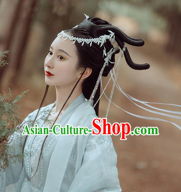Ancient China Legend Goddess Embroidered Costumes Traditional Jin Dynasty Palace Princess Hanfu Dress Clothing