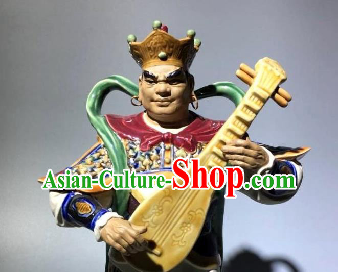 China Shi Wan Ceramic Si Da Tian Wang Statues Handmade Four Heavenly King Figurine Set