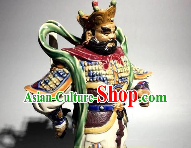 China Shi Wan Ceramic Si Da Tian Wang Statues Handmade Four Heavenly King Figurine Set