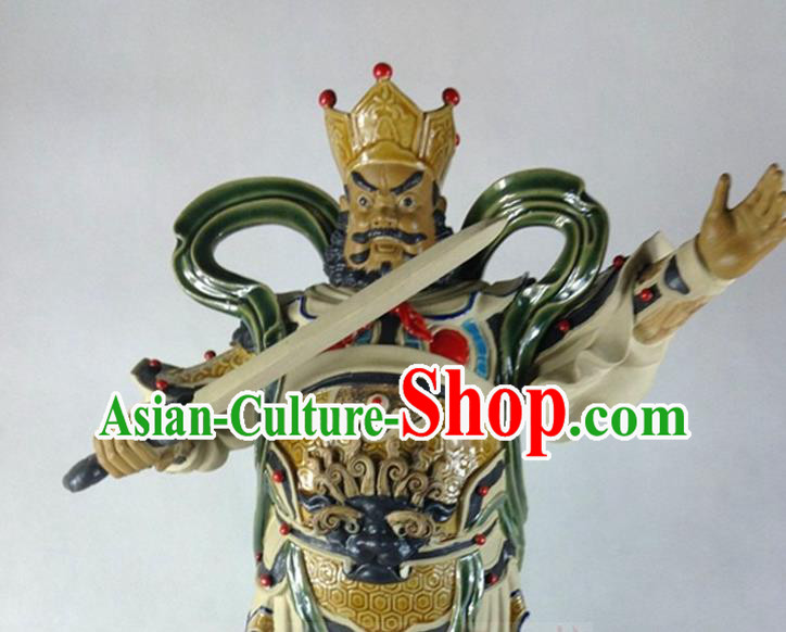 China Shi Wan Si Da Tian Wang Ceramic Statues Handmade Four Heavenly King Porcelain Figurine Set