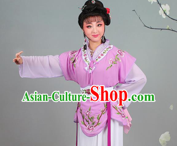 China Traditional Peking Opera Diva Garment Costumes Huangmei Opera Young Lady Violet Dress Clothing