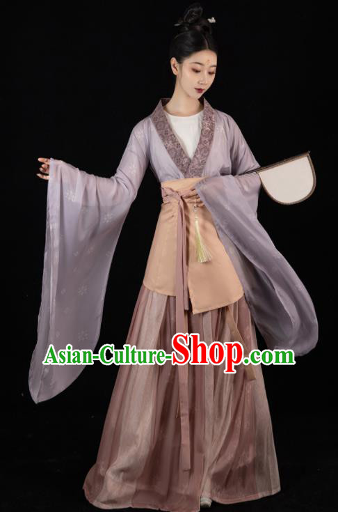 Chinese Ancient Hanfu Clothing Traditional Southern and Northern Dynasties Palace Lady Garment Costumes