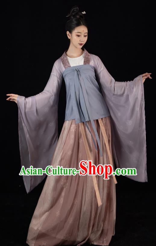 Chinese Ancient Hanfu Clothing Traditional Southern and Northern Dynasties Palace Lady Garment Costumes