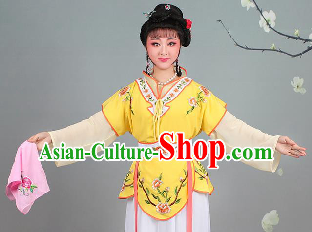 China Huangmei Opera Young Lady Yellow Dress Clothing Traditional Peking Opera Xiaodan Garment Costumes