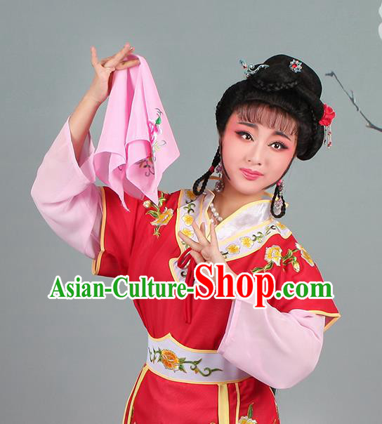 China Traditional Peking Opera Xiaodan Garment Costumes Huangmei Opera Young Lady Red Dress Clothing