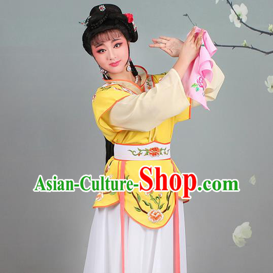 China Huangmei Opera Young Lady Yellow Dress Clothing Traditional Peking Opera Xiaodan Garment Costumes