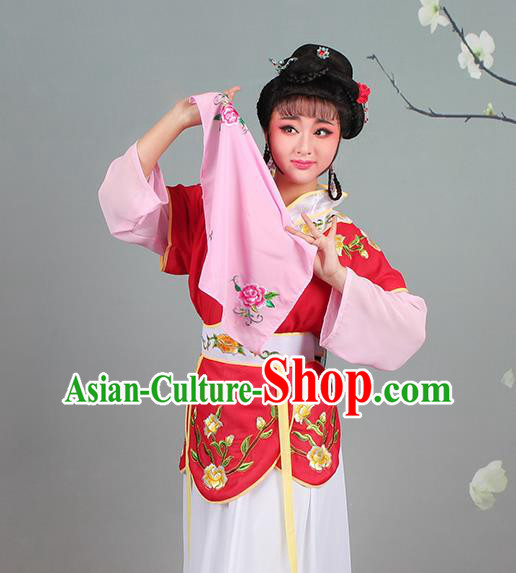China Traditional Peking Opera Xiaodan Garment Costumes Huangmei Opera Young Lady Red Dress Clothing