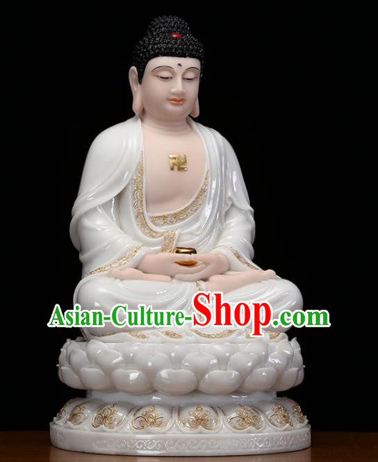 Top Chinese Ceramic Shakyamuni Buddha Status Traditional Buddhism Figurine Handmade Porcelain Buddha