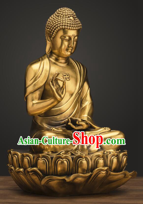 Top Chinese Handmade Brass Buddha Copper Shakyamuni Buddha Status Traditional Buddhism Figurine