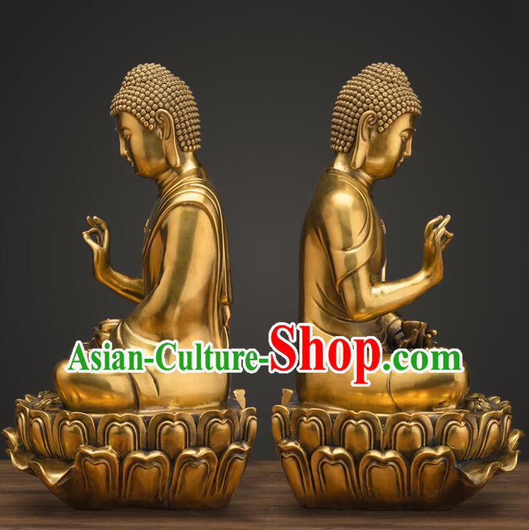 Top Chinese Handmade Brass Buddha Copper Shakyamuni Buddha Status Traditional Buddhism Figurine