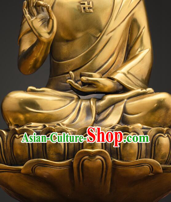 Top Chinese Handmade Brass Buddha Copper Shakyamuni Buddha Status Traditional Buddhism Figurine
