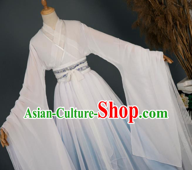 China Cosplay Goddess Chiffon Hanfu Dress Ancient Princess Garment Costumes Classical Dance Clothing