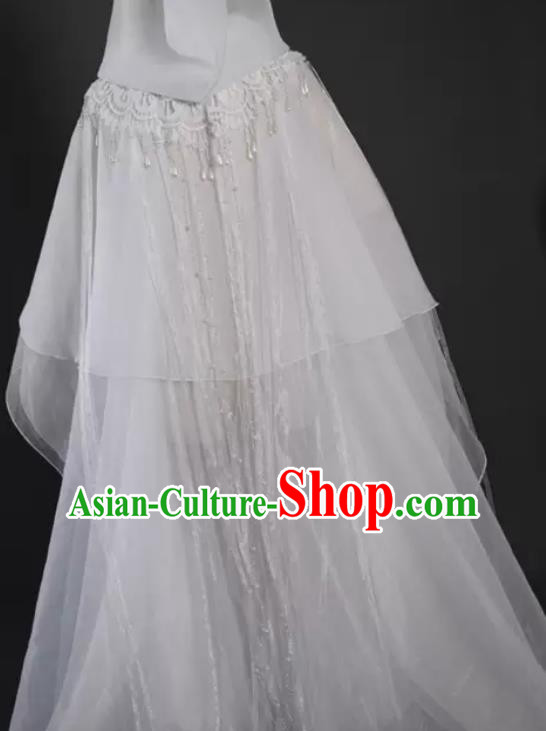 China Classical Cloak Clothing Cosplay Goddess White Chiffon Hanfu Mantle Ancient Princess Garment Costume