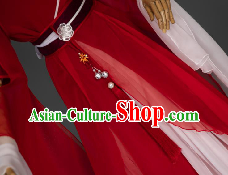 China Cosplay Goddess Garment Costumes Traditional Hanfu Dance Apparels Ancient Fairy Red Dress Clothing