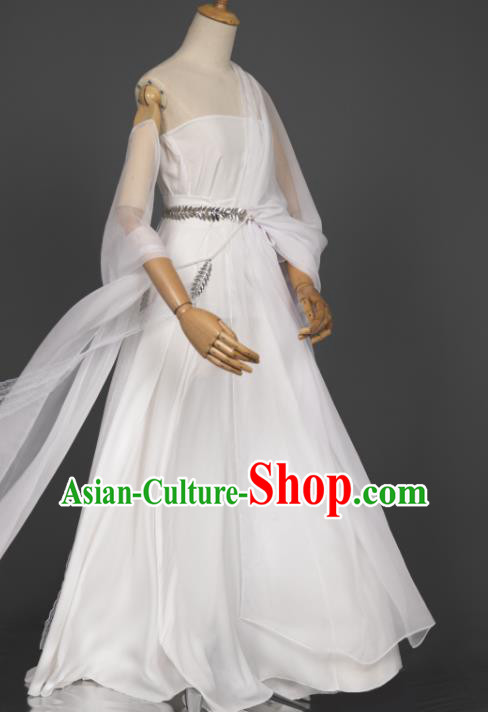 China Ancient Fairy White Dress Clothing Cosplay Dunhuang Goddess Garment Costumes Traditional Hanfu Dance Apparels