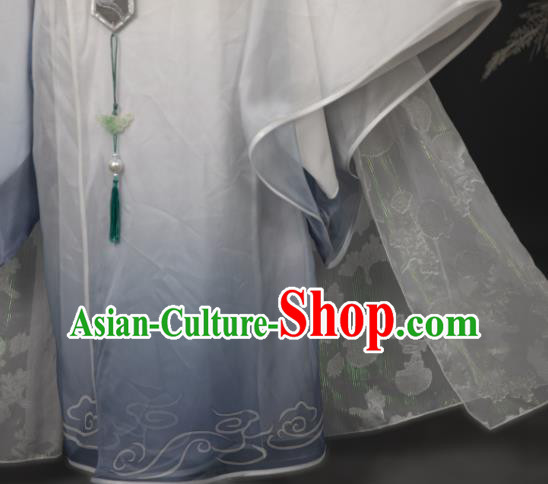 China Traditional Hanfu Apparels Ancient Swordsman White Clothing Cosplay Prince Garment Costumes